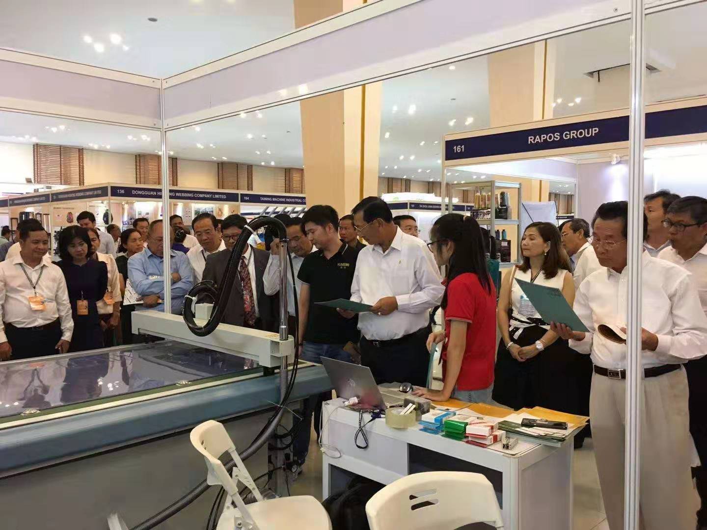 柬埔寨工业部长亲临格美科技展位-2019柬埔寨国际纺织暨衣机械展圆满结束